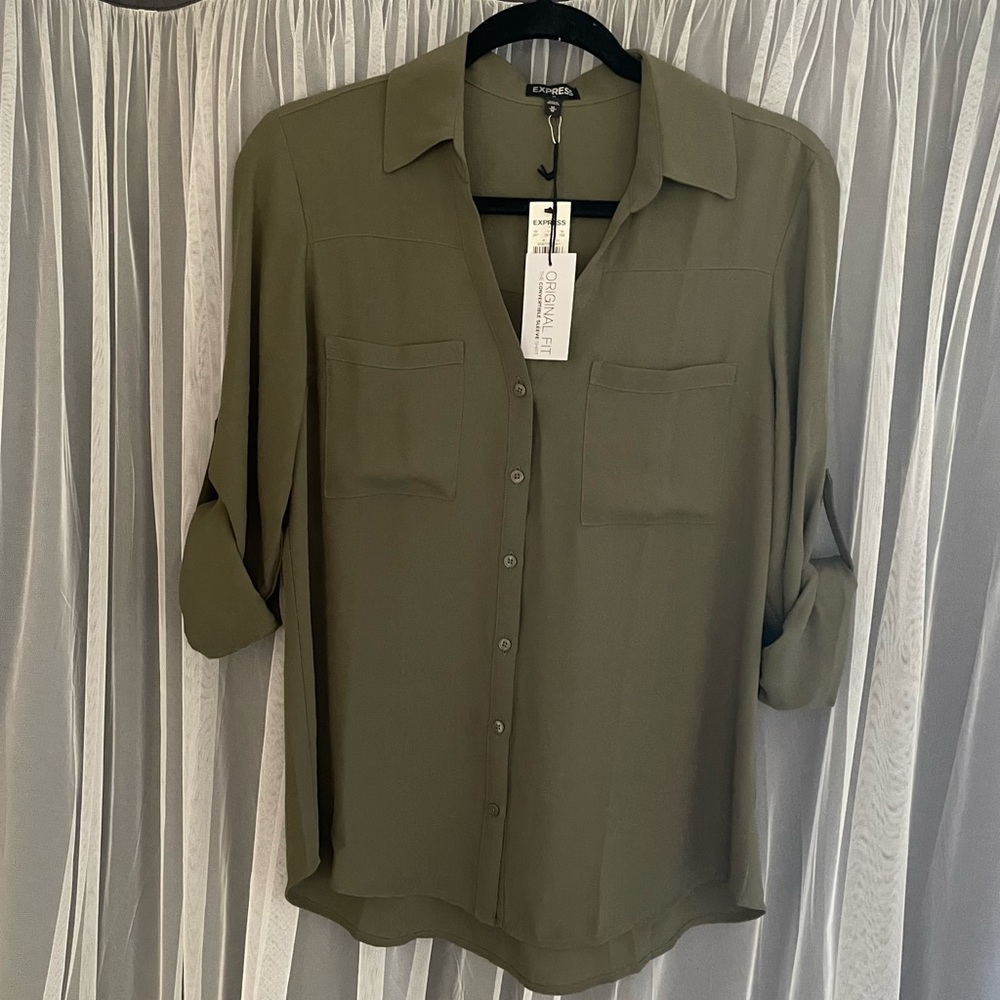 Express Forest Green Blouse